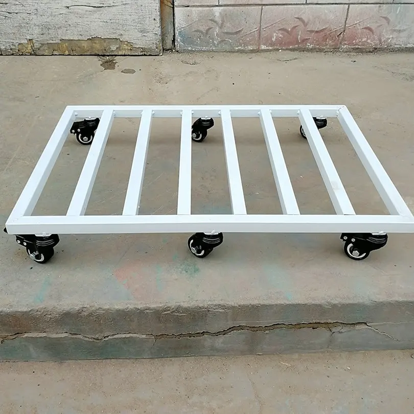 HQ 100KGS Bearing Metal Transport Trolley Moving Trolley Platform Cart with Brake and Casters for Flowerpot Sundries Items Dolly