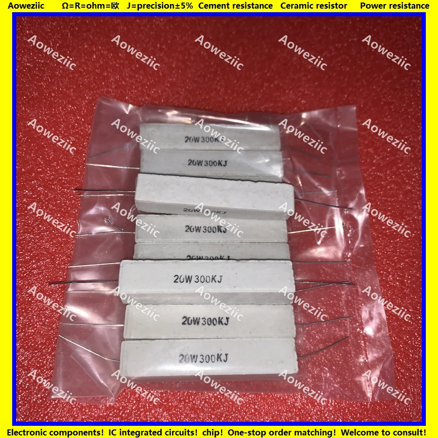 

10Pcs RX27 Horizontal cement resistor 20W 300K ohm 20W300K 20W300KJ 300000 ohm Ceramic Resistance precision 5% Power resistance