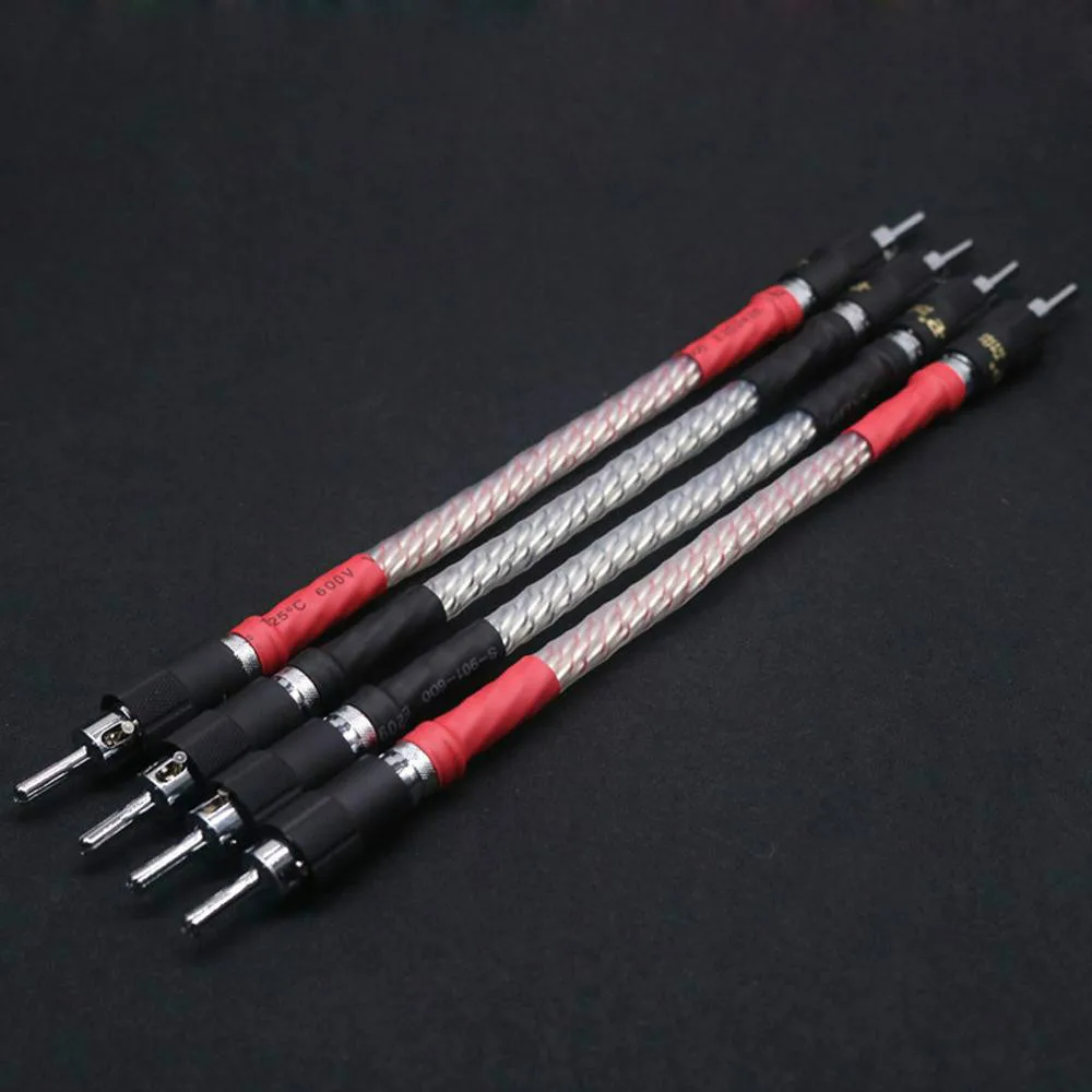 Thinkliess – câble de raccordement pour haut-parleur, 4x20cm, plaqué argent 7N, avec fiche banane plaquée Rhodium