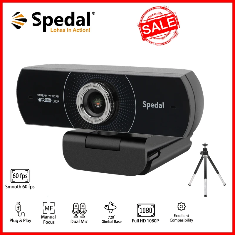 

Веб-камера Spedal MF934HT, HD 1080P, 60 кадров/с, USB, с микрофоном