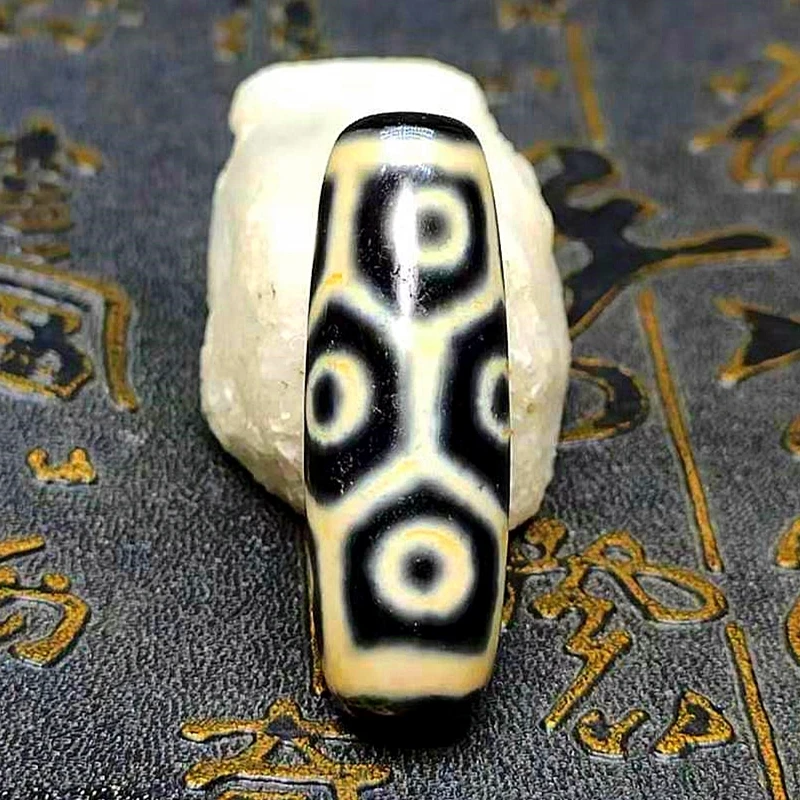 

Tibet Weathered Old Agate DZI Beads 35mm Agate Beads White Line Tortoiseshell 9eye Pattern Men&Women`s Jewerly DIY Free Shipping