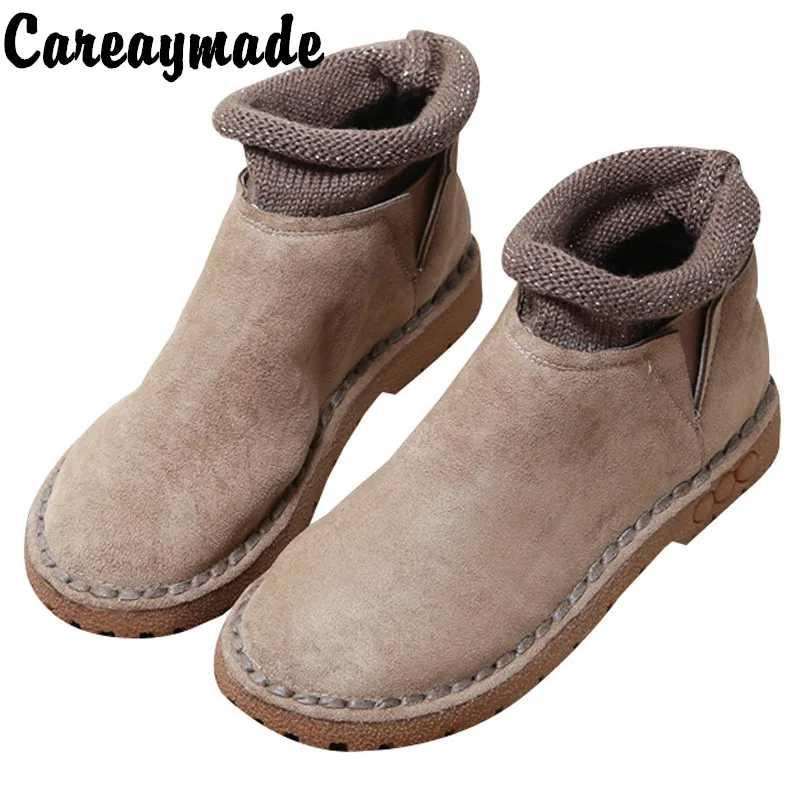 Careaymade-Women\'s short boots comfortable soft bottom casual boots women\'s short boots College style warm winter Plush boots