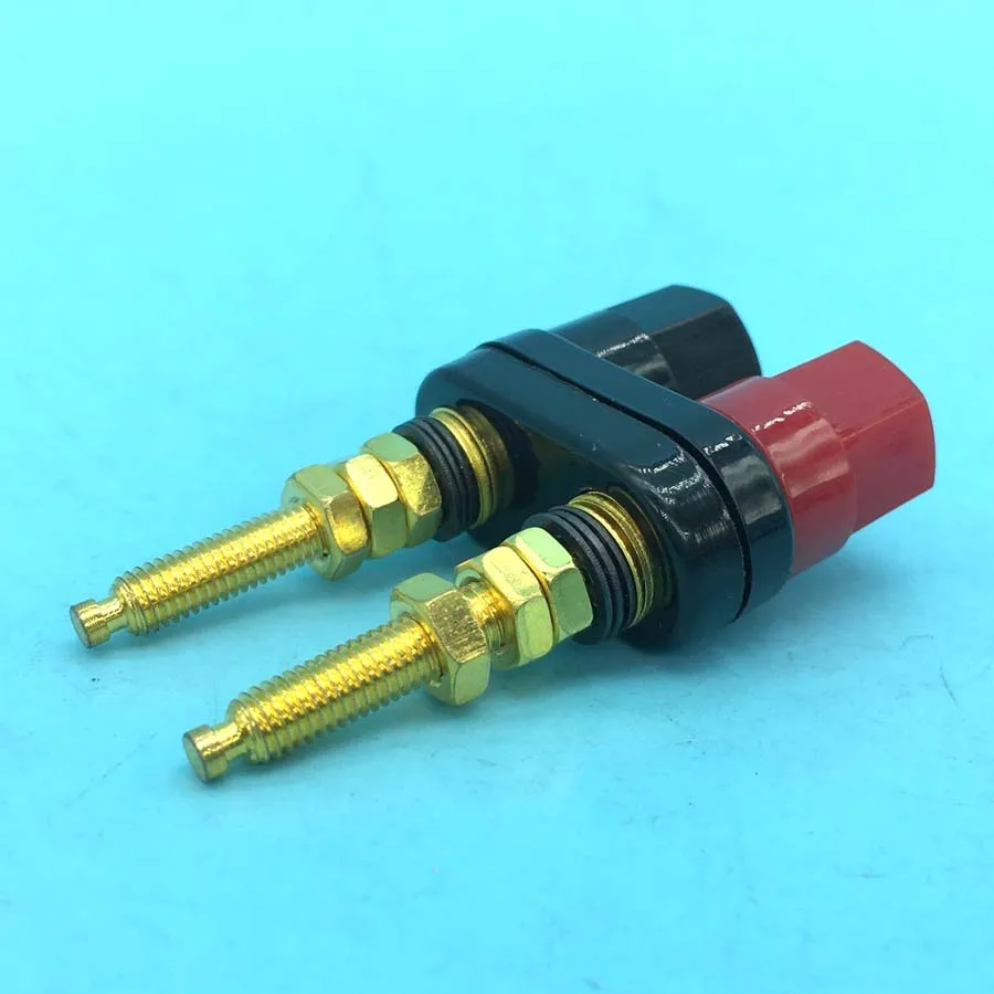 100PCS Gold-plated Terminals Red Black Connector Amplifier Long Double Binding Post 4mm Banana Speaker Plug Jack