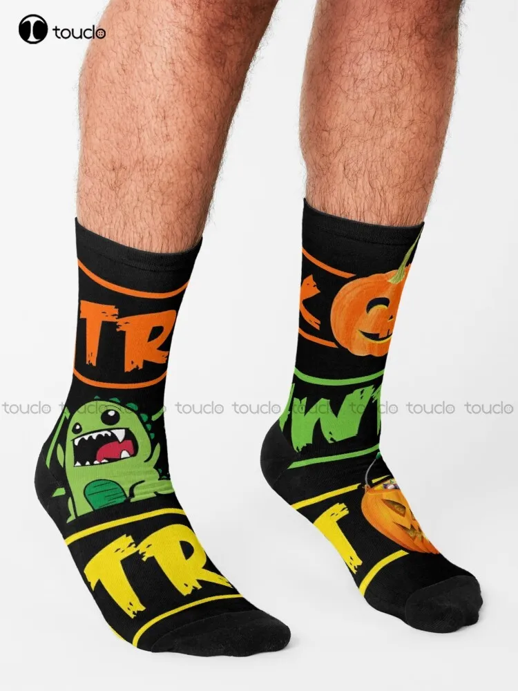 Trick Rawr Treat Halloween Trick Rawr Treat Dinosaur Halloween Shirt Socks Navy Soccer Socks 360° Digital Print Fashion New