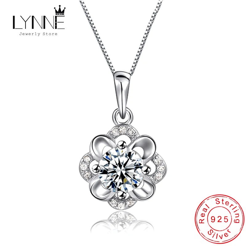 Nowe mody kwiaty na przyjęcie Rhinestone CZ wisiorki Neckalce 925 ze srebra wysokiej próby z cyrkonią Charm naszyjniki kobiety biżuteria prezent ślubny