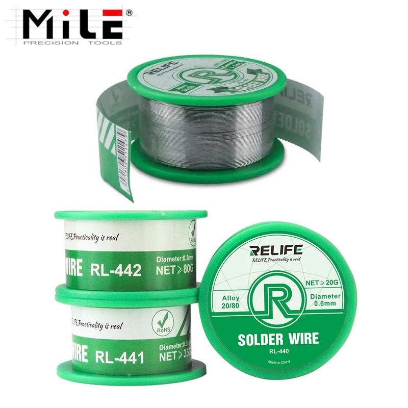 RELIFE Solder Wire 0.3/0.4/0.5/0.6mm Sn20/Pb80 Tin Wire 40g Melt Rosin Core Solder Soldering Wire Roll Reel Welding Line