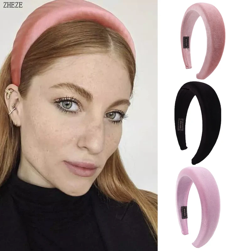 Fashion Woman Trendy Thick Velvet Sponge Headbands Wide Soft Hairband For Girls DIY Hair Accessories Boutique