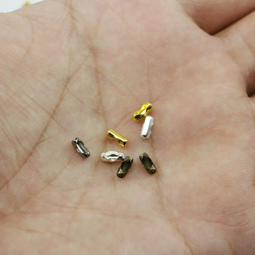 200 pcs/lot 1.5/2.0/2.4/3.2 mm Ball Chain Connectors Clasps Gold For DIY Bracelet Necklace Bead Chain Jewelry Making