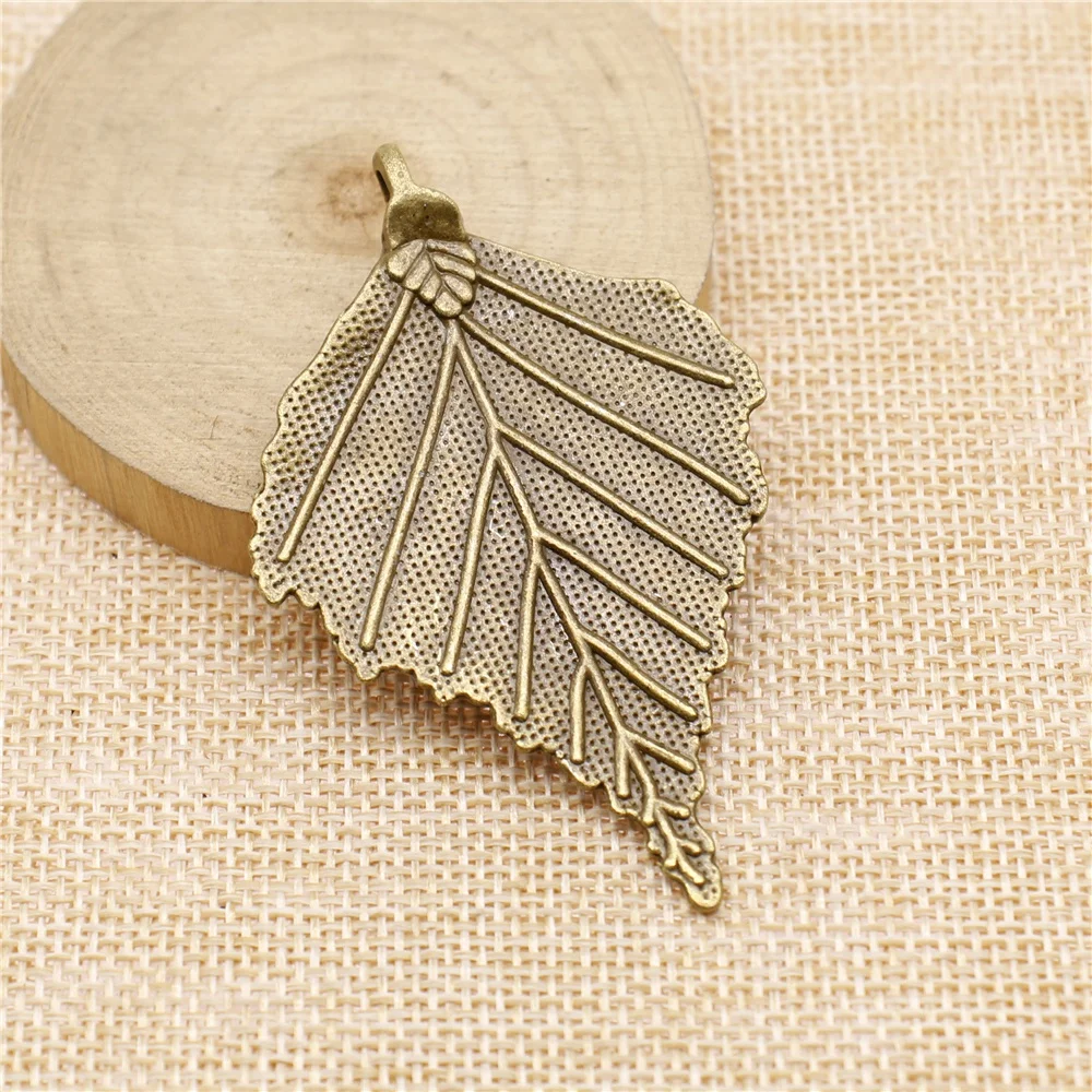 

free shipping 5pcs 70x44mm antique bronze Big leaves charms diy retro jewelry fit Earring keychain hair card pendant accessories