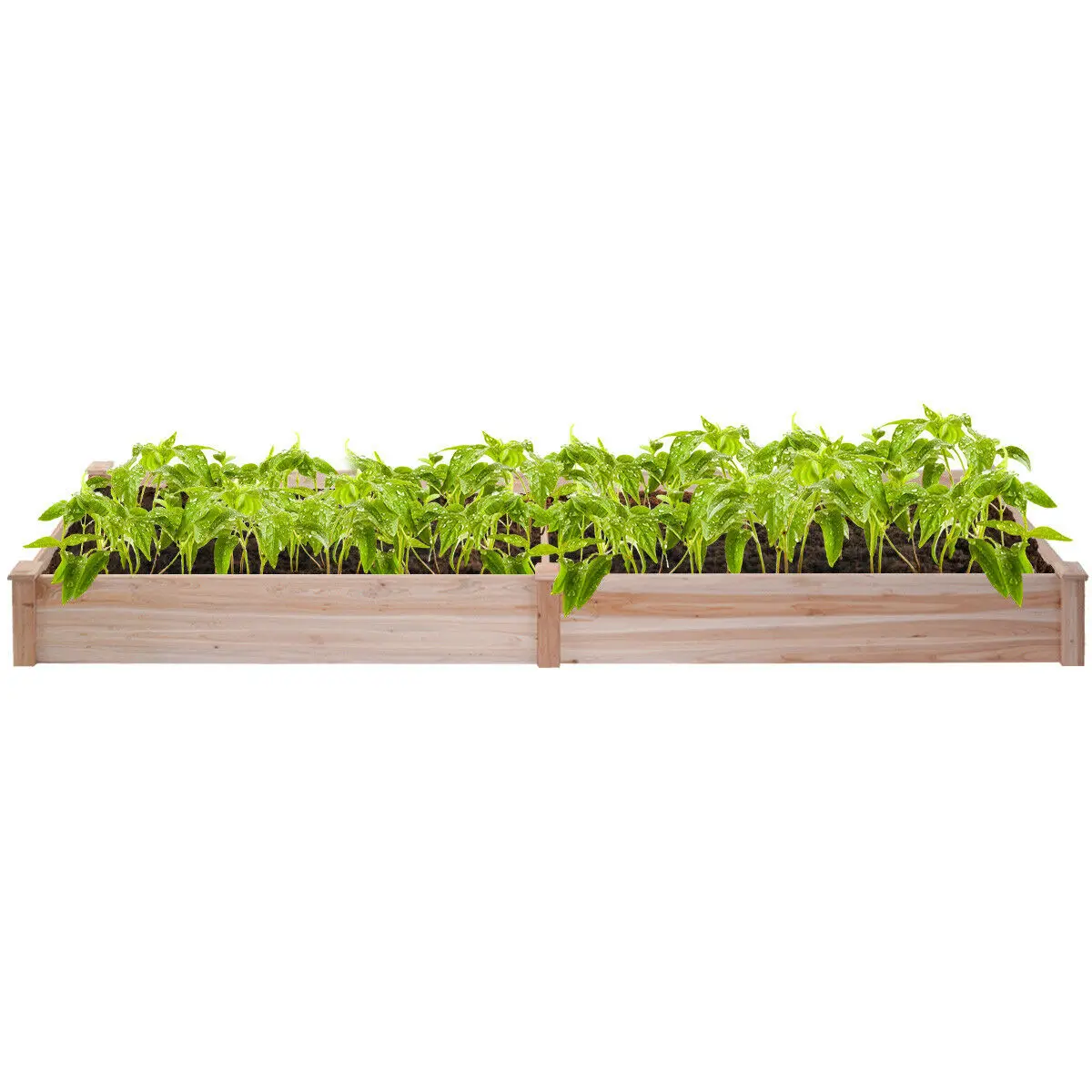 Costway Wooden Vegetable Raised Garden Bed Backyard Patio Grow Flowers Plants Planter