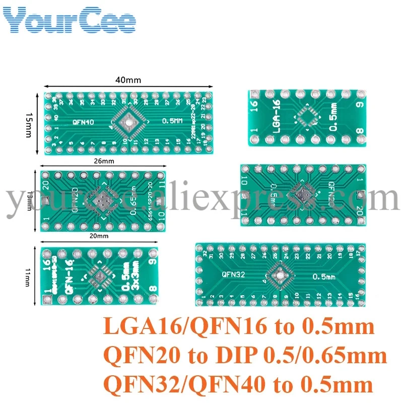 20pcs QFN32 QFN40 QFN20 LGA16 QFN16 Adapter Board Patch SMD to DIP 0.5mm 0.65mm Spacing Transfer PCB