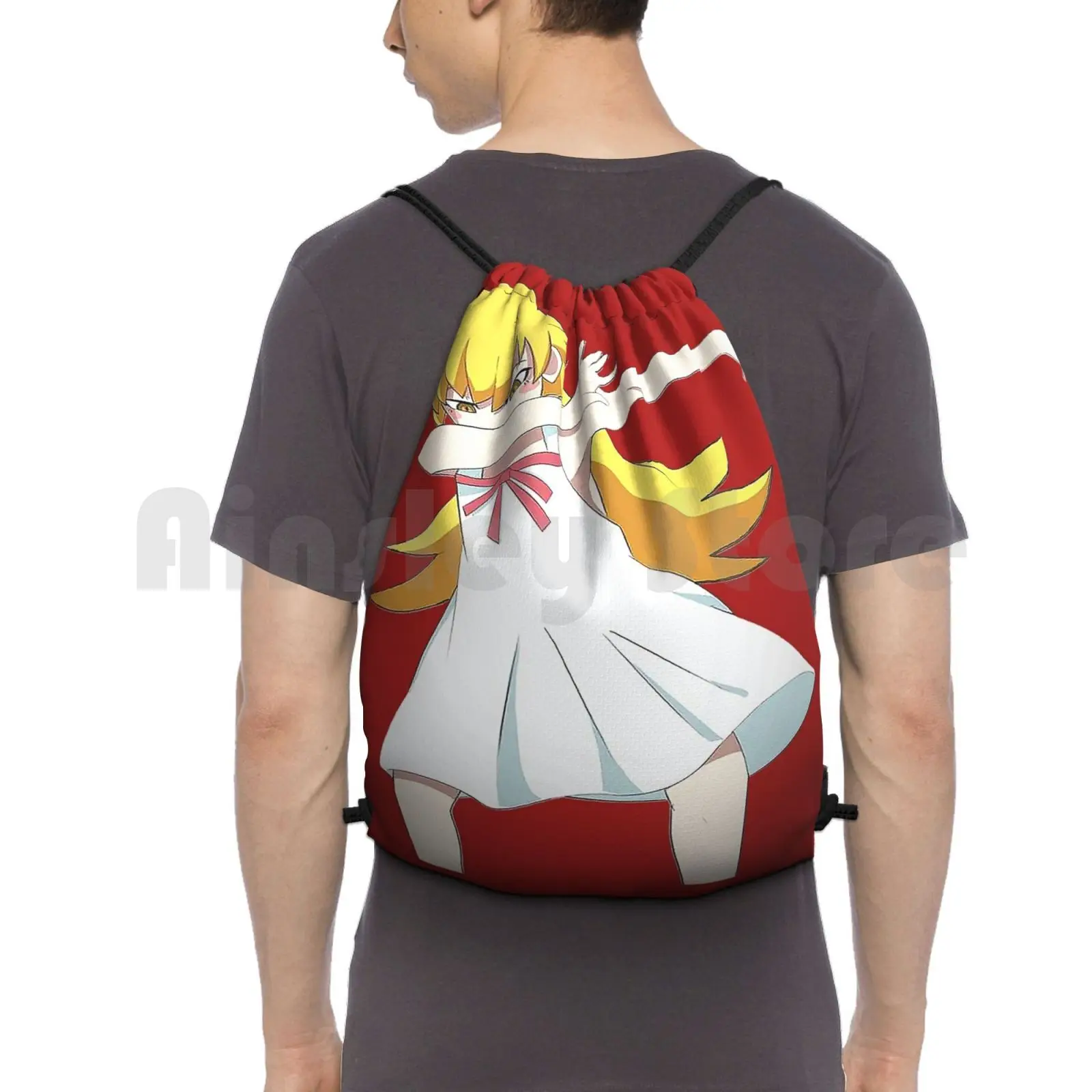 Shinobu Dab-Backpack Drawstring Bag Riding Climbing Gym Bag Shinobu Oshino Series Araragi Koyomi Kiss Shot Kiss Shot Acerola