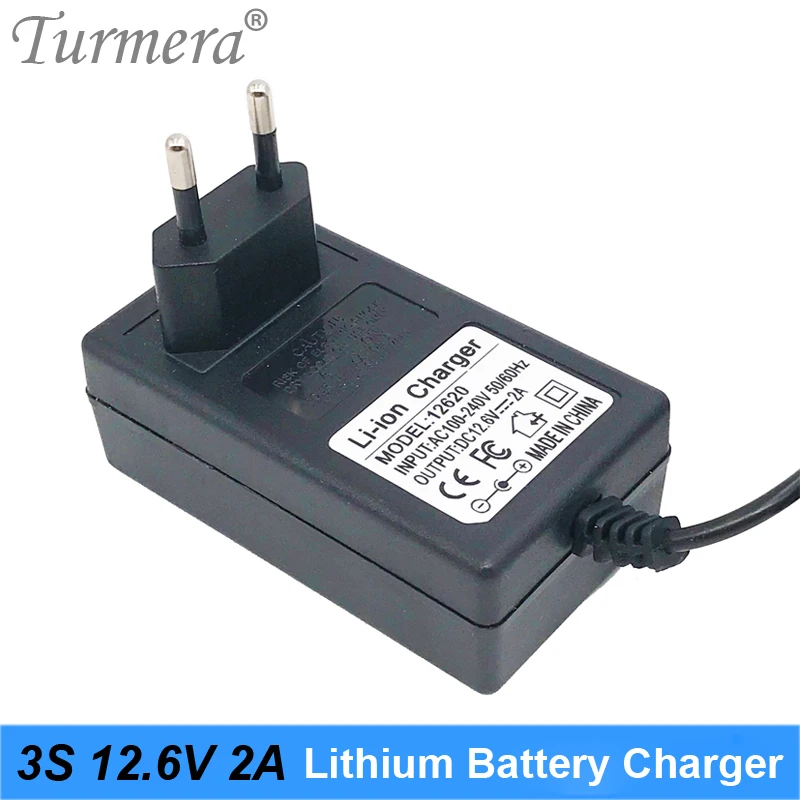 Turmera 12V 12.6V 2A 18650 Battery Charger DC 5.5MM*2.1MM for 3S Lithium Battery Pack for Screwdriver Battery with Indicator Tur