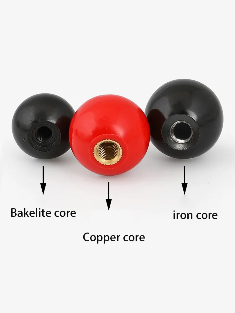 5Pcs Red Black Copper Core Ball Bakelite Lever Knob Machine Tool Replacement Round Handle M5 M6 M8 M10 Ball Shaped Clamping Knob