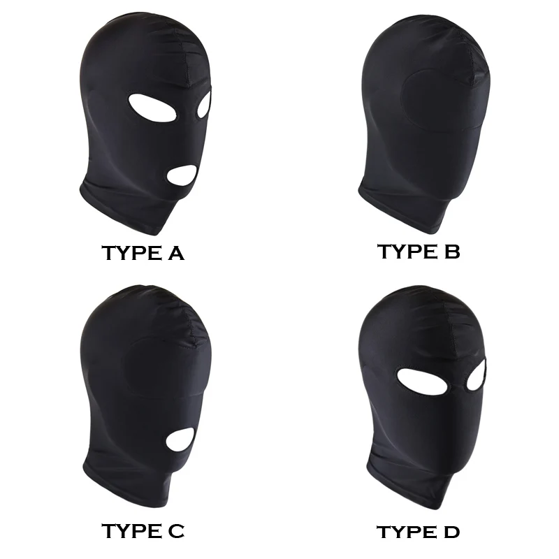 Unisex Men Women Cosplay Face Mask Spandex Open Eyes and Mouth Headgear Black Full Face Mask Hood for Role Play Costume