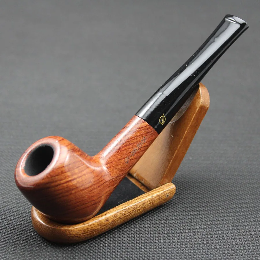 Handmade Rosewood Tobacco Smoking Pipe Red Wood Wooden Straight Smoke Pipe + Pouch + Stand/Holder + 10pcs 9mm Pipe Filters DB083