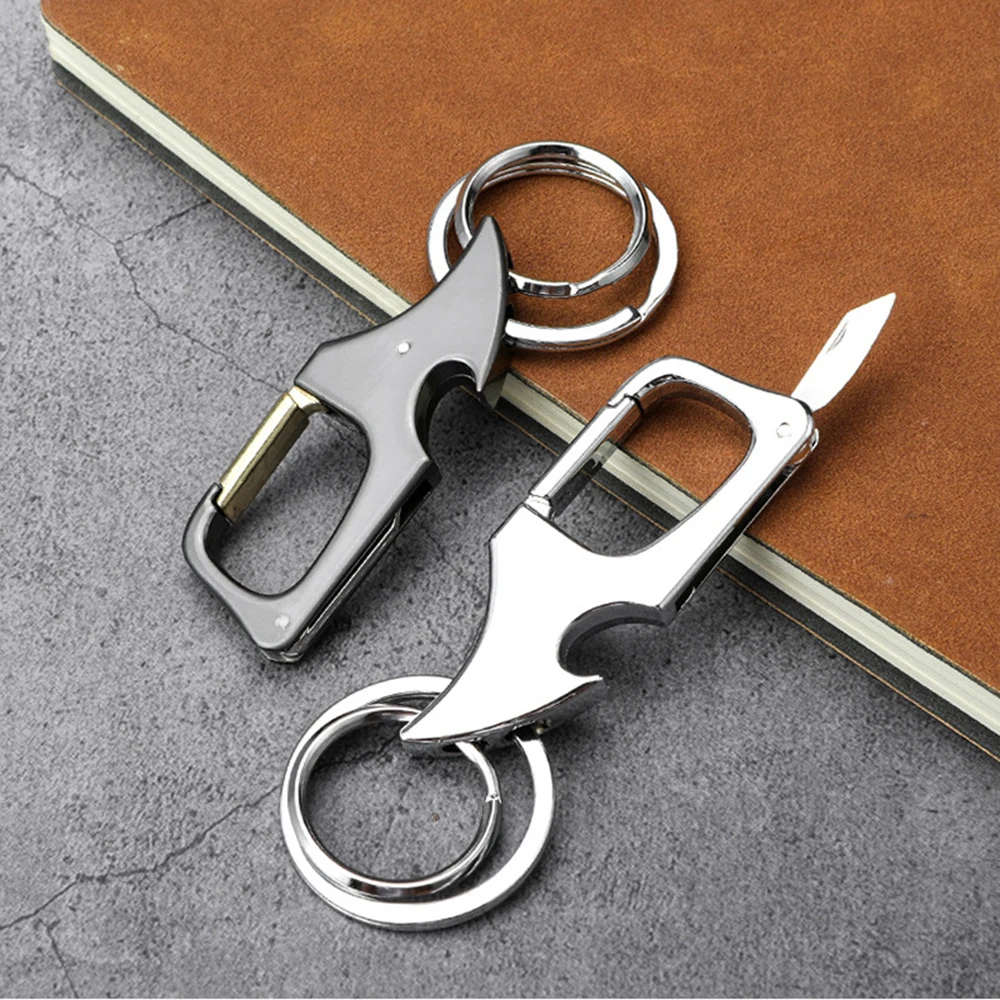 Mini Knife Keychain Foldable Personalized Lettering  Key Chain Men'S Keyring Multi-Functional Bottle Opener Car Key Holder