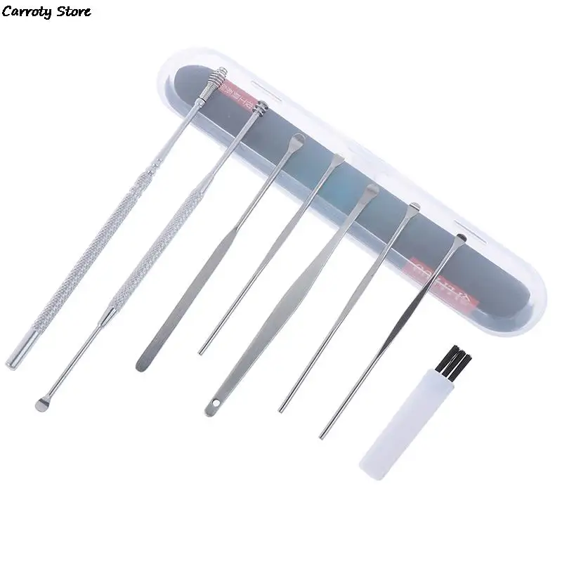 1/8pcs Ear Wax Pickers Set Stainless Steel Earpick Wax Remover Curette Ear Pick Cleaner Ear Cleaner Spoon Care Ear Clean Tool