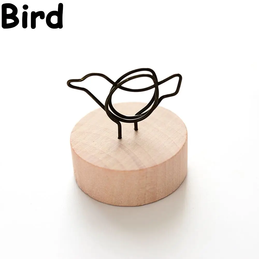 1 PC DIY Memo Card Home Decoration Picture Clip Message Left Supporter Photo Frame Round Wooden Holder