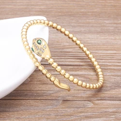 Luxury Top Quality Copper Zircon Snake Cuff Bangle Adjustable Fashion Design Party Wedding Jewelry Lucky Bohemia Gift For Women