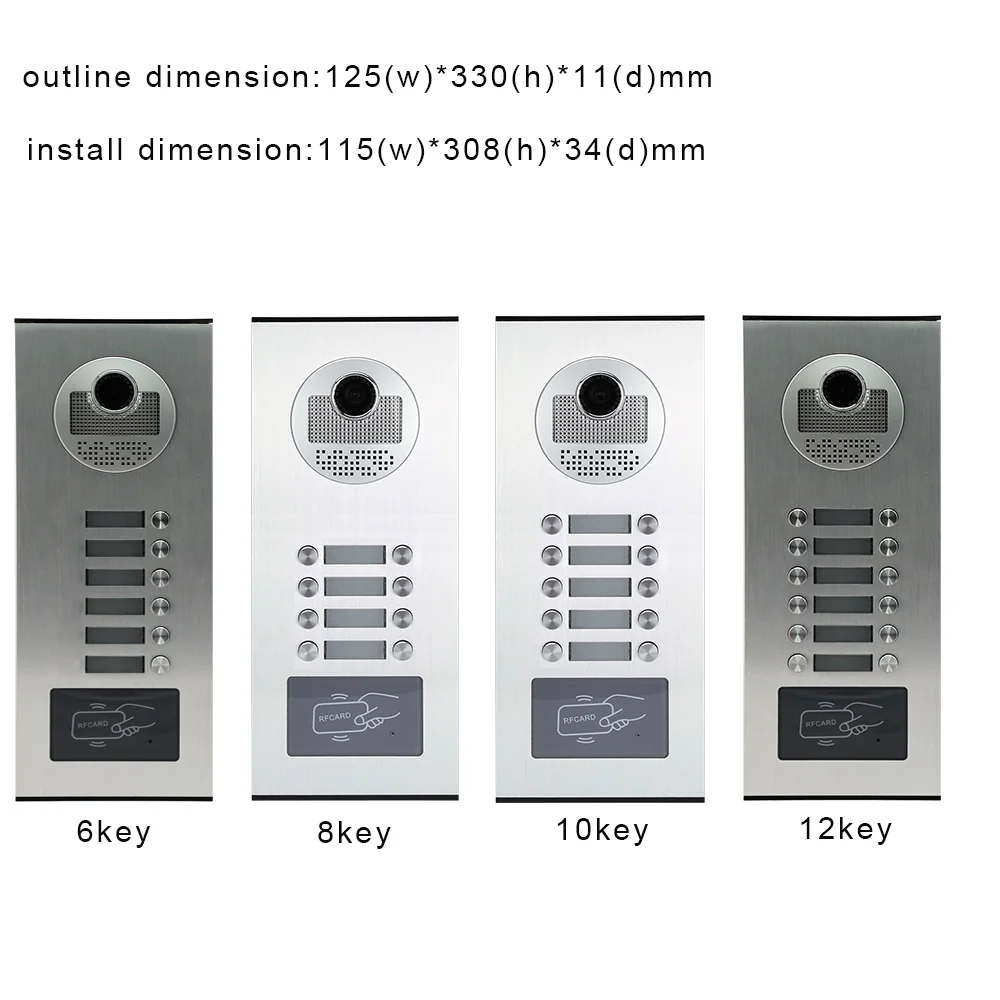 Wired Video Intercom Device For The Apartment Home RFID Access Camera Outdoor Unit Wth 2/3/4/5/6/8/10/12 Buttons Multi Key
