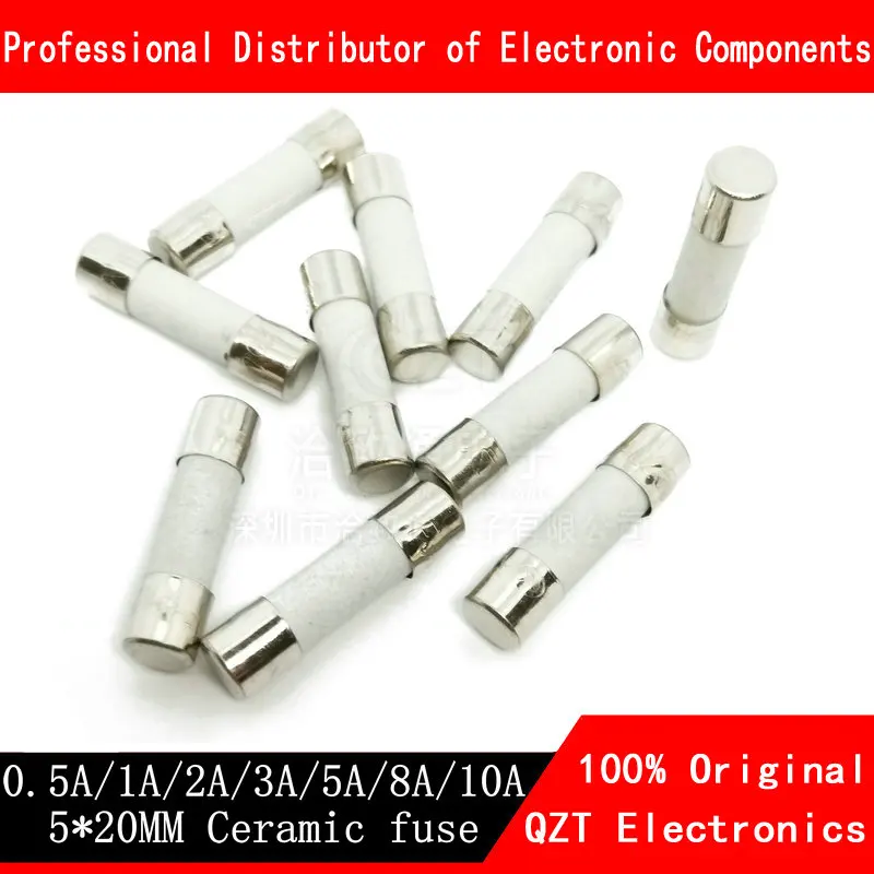 10PCS 5*20mm Fast blow Ceramic Fuse 5x20mm 250V 0.1A 0.25A 0.5A 1A 1.5A 2A 2.5A 3A 3.15A 4A 5A 6A 6.3A 8A 10A 15A 16A 20A 25A30A