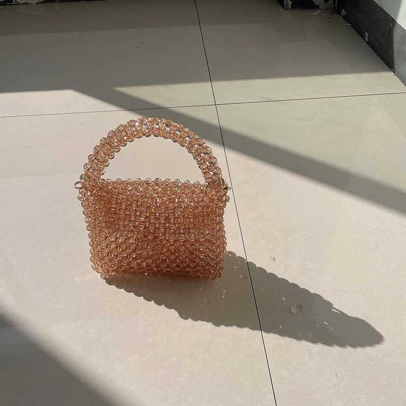 Handmade Beaded Bag Shoulder Messenger Luxury Handbags Women Bags Designer Metal Buckle Chain Ladies Clutch Party Vacation Bags