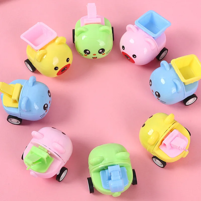 1PCS Mini Cartoon Animal Pull Back Car Children Pull Back Engineering Car Toy Kids Educational Toy Girl Boy Birthday Gift Random