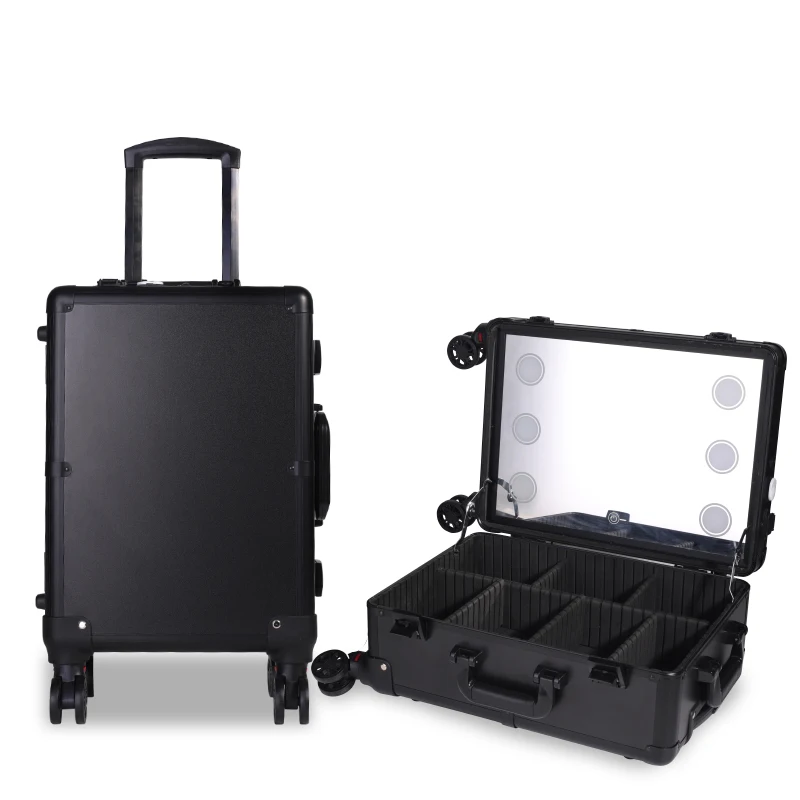 Professional Makeup Artist Case LED Light With HD Mirror Manicure Suitcases With Wheels Beauty Trolley Case Cosmetic Tool Box