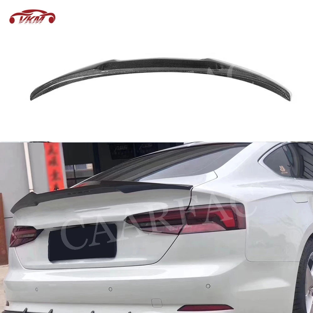 

Carbon fiber Rear Spoiler Boot Trim Sticker Wings for Audi A5 S5 Sedan Coupe 2017 2018 2019 M4 Style Trunk Spoiler Car Styling