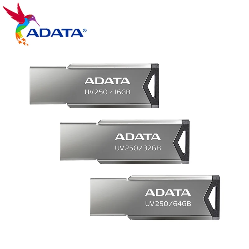 Adata-محرك فلاش معدني UV250 2.0 ، 64 جيجابايت ، 32 جيجابايت ، 16 جيجابايت ، محرك فلاش للكمبيوتر ، أصلي