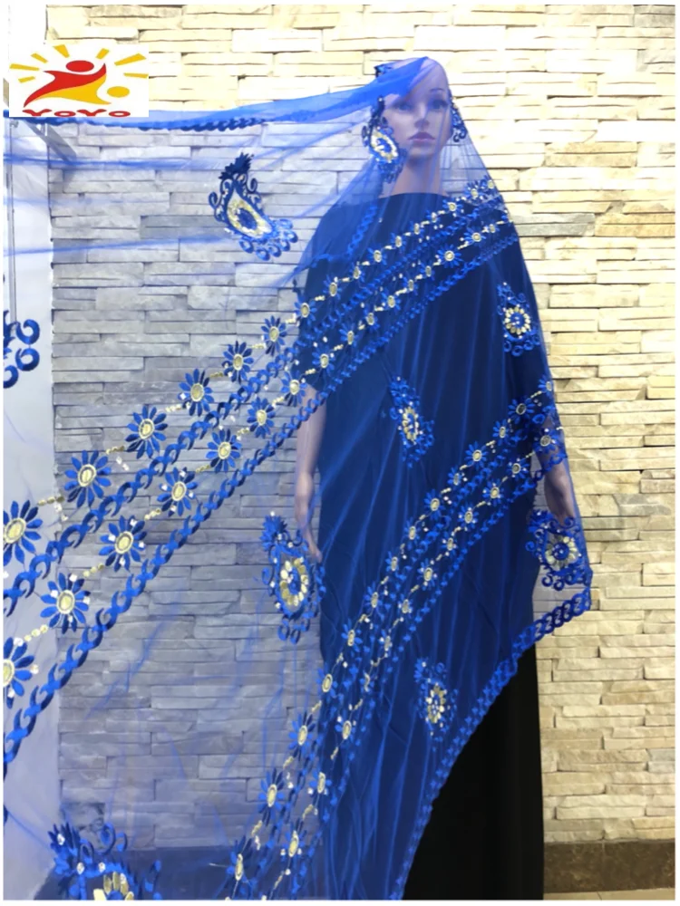 

2021 New African Women Scarf Muslim Embroidery Net scarf Hijab Scarf Big Size for shawls 220*110 HB070