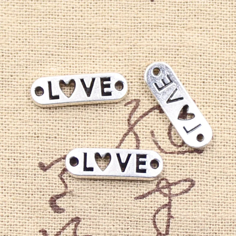 

30 шт. Подвески Love коннектор 20x6 мм Античные Серебристые бронзовые цветные Подвески DIY Поделки фурнитура ручной работы тибетские ювелирные изделия