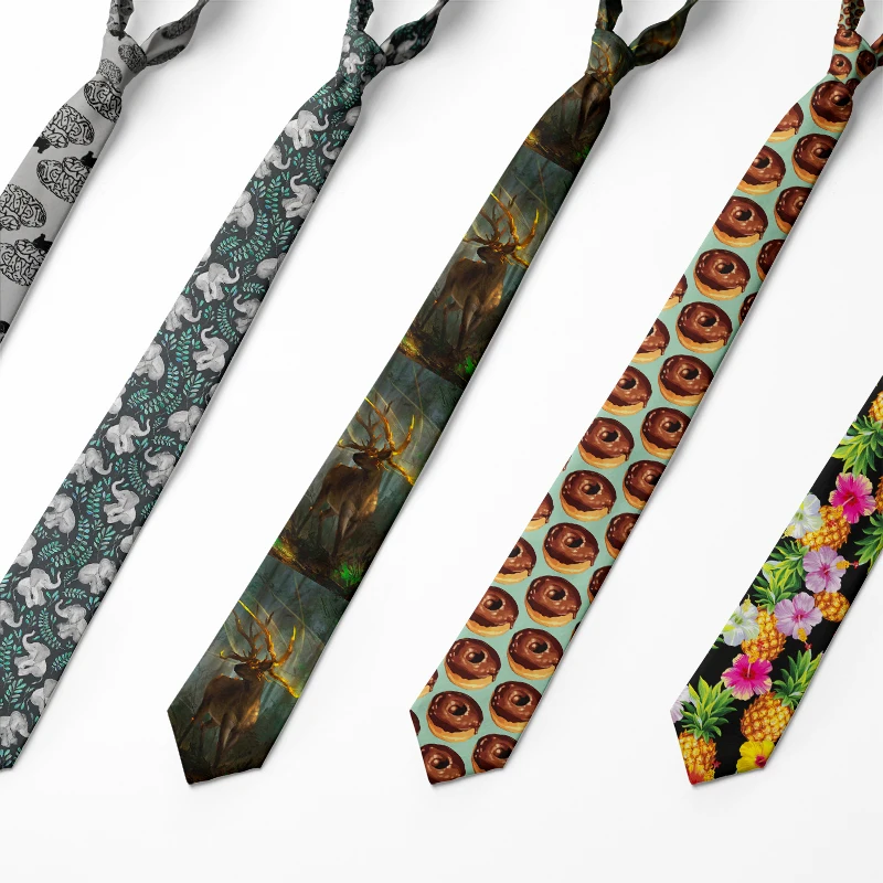 Colorful Printing Ties For Men 8cm Slim Party Wedding Suit Shirt Accessories Neckties Men Harajuku Funny Polyester Neck Ties