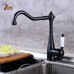 Grifo de latón montado en cubierta de cocina, mezclador de agua de un solo Mango, negro, para el hogar, clásico, Retro