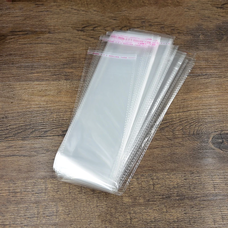 200pcs 7*50cm Thicker Packaging Self Adhesive Seal Plastic Bag OPP Clear Pack Jewelry Gift Cookie Bag Long Stick Bags