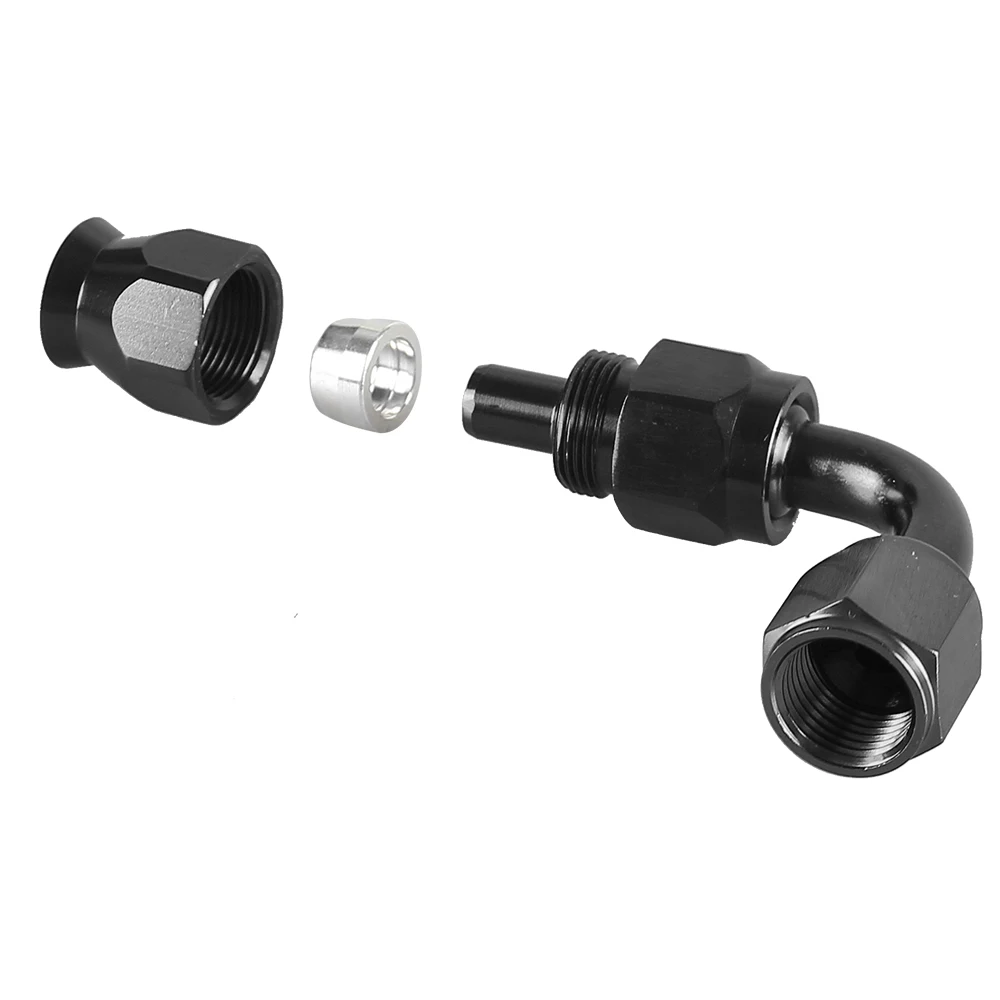 AN4/6/8/10/12 Straight 0°/45°/90°/180°  Degree Reusable Hose End Fitting Adapter For Swivel PTFE Oil Fuel Line Hose End Fitting