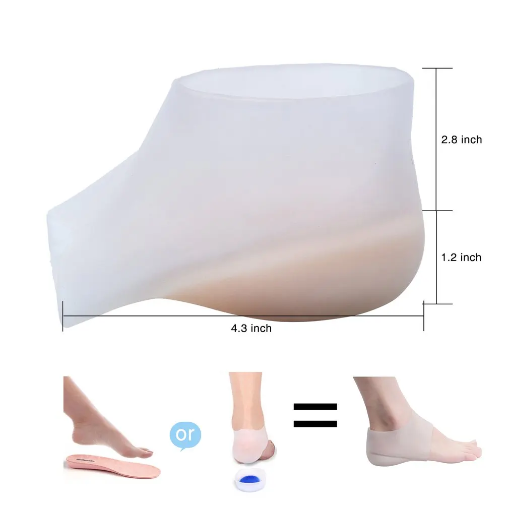 Gót Chân Bảo Vệ Tăng Silicone Nửa Đế Trong Chèn Vô Hình Tăng Chiều Cao Miếng Lót Chống Nứt Unisex Chân Chăm Sóc