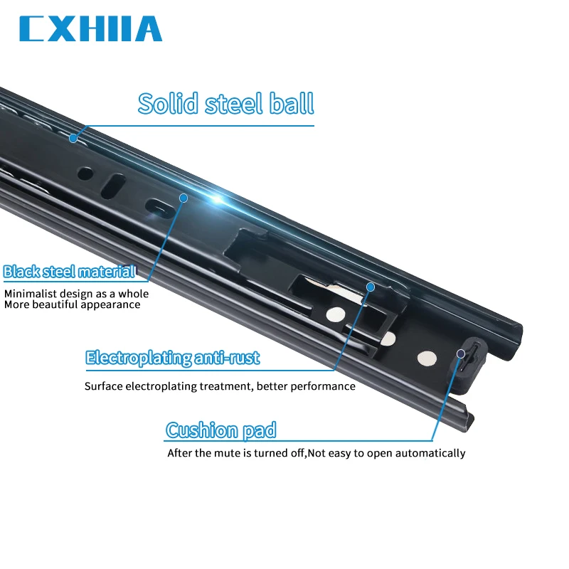 CXHIIA 3 Fold Full Extension Ball Bearing Drawer Slide Guide For Cabinet 1 pair (2 pieces)