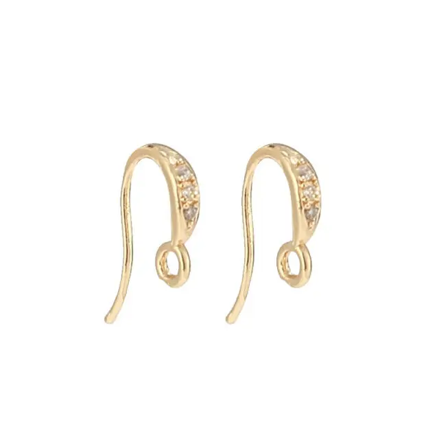 

10pcs/lot Gold Plated Brass With Zircon Earrings Hook Connectors Pendants For DIY Jewelry Making Findings Accessories