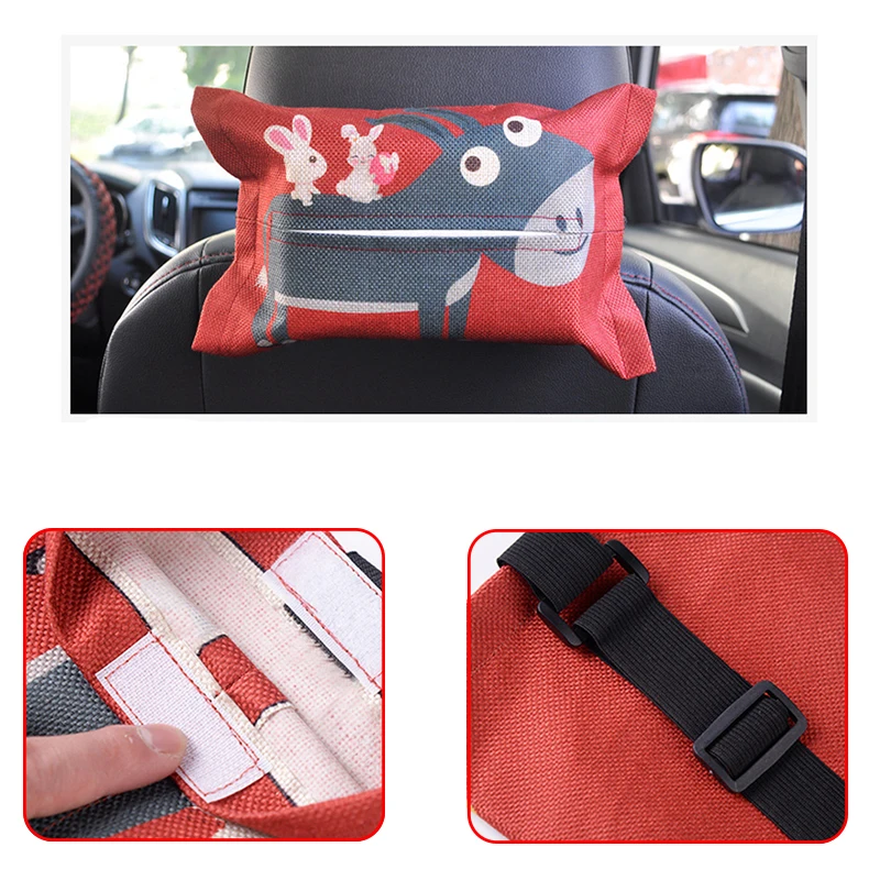 Caja de pañuelos de dibujos animados para coche, almacenamiento colgante para Renault Clio Duster Trafic Megane 2 3 Logan Sport Opel Astra h j g k Insignia Corsa d