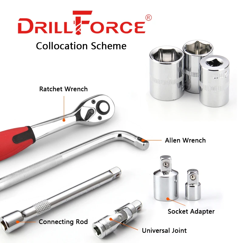 Drillforce 4-14 مللي متر وجع المقبس 1/4 "محرك قصير محول المفك محول المخفض الكهربائية مسدس اسئلة إصلاح السيارات أداة