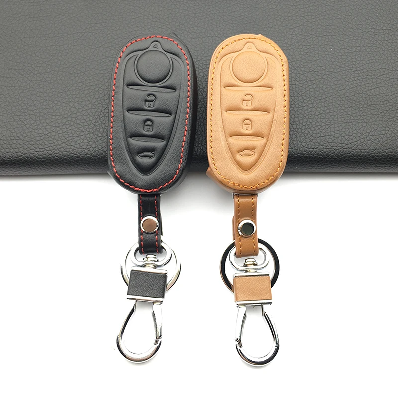 High Quality 100% Genuine Leather Car key cover Skin case For Alfa Romeo Mito Giulietta 159 GTA 3 Buttons Remote Protect Shell