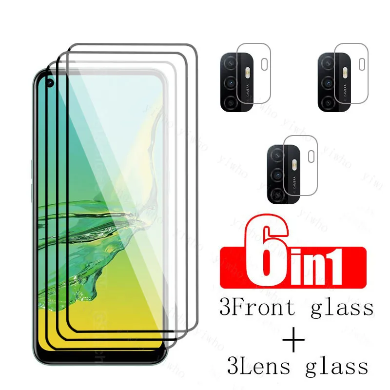 6-in-1 Protective Glass For OPPO A32 Full Cover Tempered Glas On OPO orro a32 a 32 Screen Protector Camera full cover lens flim