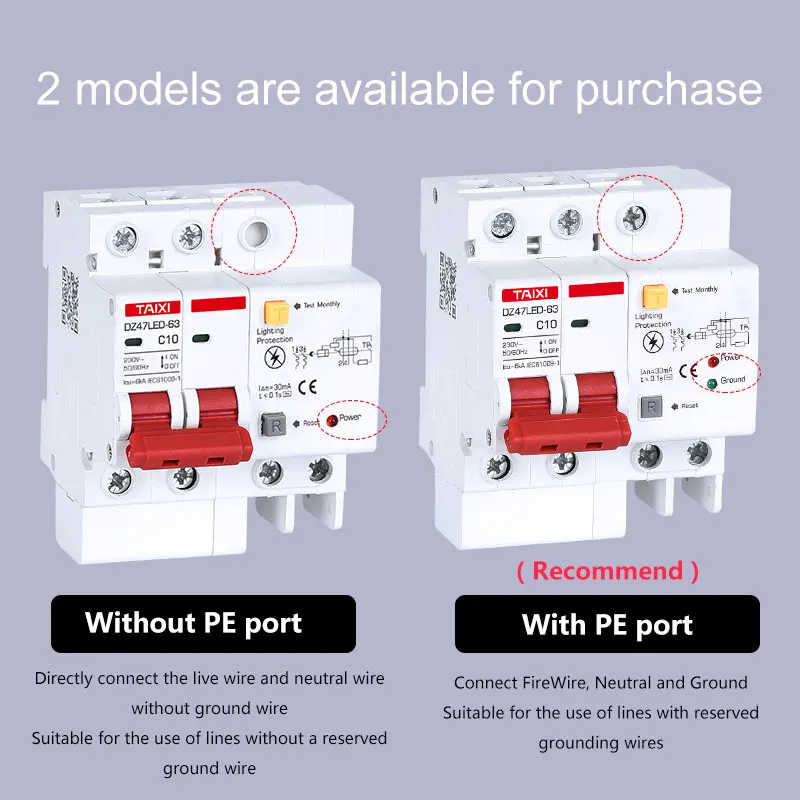 Spd protetor contra surtos relâmpago 2 polo dz47le disjuntores rcbo rccb mcb rcd 16a 20a 25a 32a 40a 50a 63a dz47led