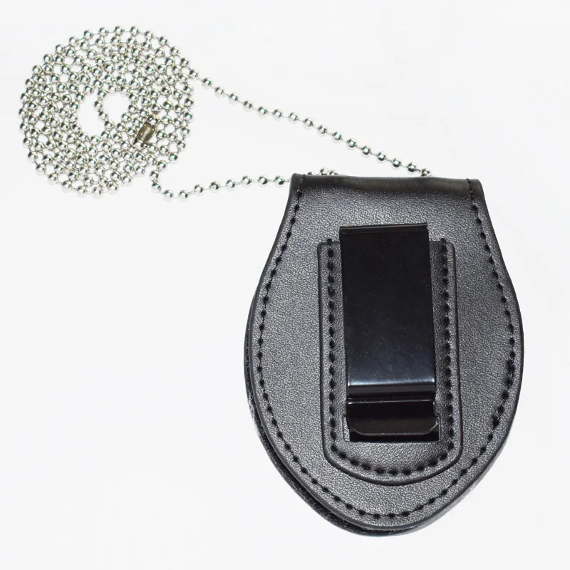 أسود جلد الولايات المتحدة شارة الشرطة حامل مع سلسلة عنق مشبك حزام-الولايات المتحدة شارة حامل #2