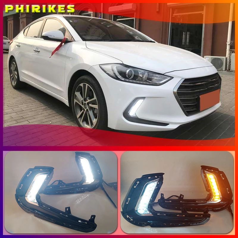 

1Set 12V ABS LED Car DRL Daytime Running Lights With Turn Yellow Signal For Hyundai Avante AD Elantra 2016 2017 2018