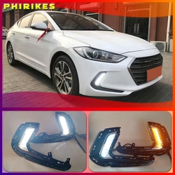 1Set 12V ABS LED Car DRL Daytime Running Lights With Turn Yellow Signal For Hyundai Avante AD Elantra 2016 2017 2018