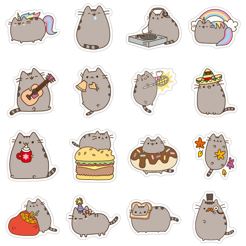 10/30/50/100PCS Kawaii Chunky Cat Stickers Guitar Skateboard Fridge Laptop Phone Decal Waterproof Graffiti Sticker Kids Toys