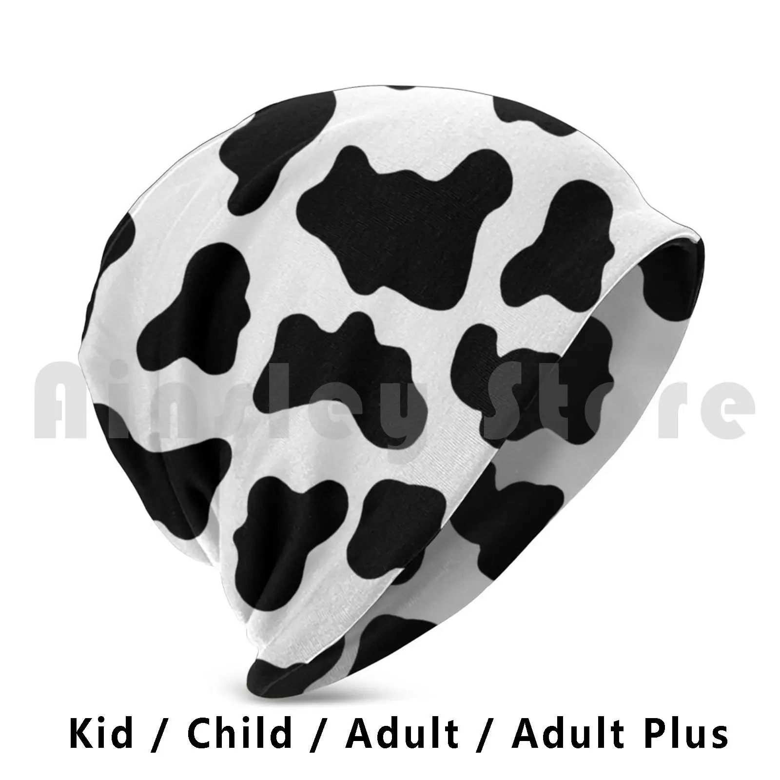 Cow-Black And White Beanies Knit Hat Hip Hop Cow Black And White Cow Cow Cow Girl Cowgirl Cow Boy Cowboy Western